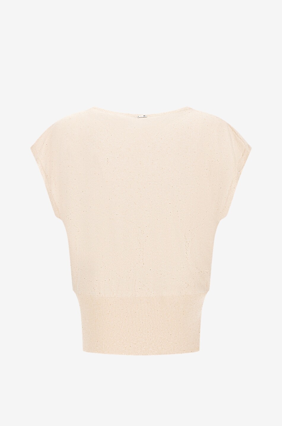 HERNO Top à col bateau à manches chauve-souris pailleté Femme Beige clair 2