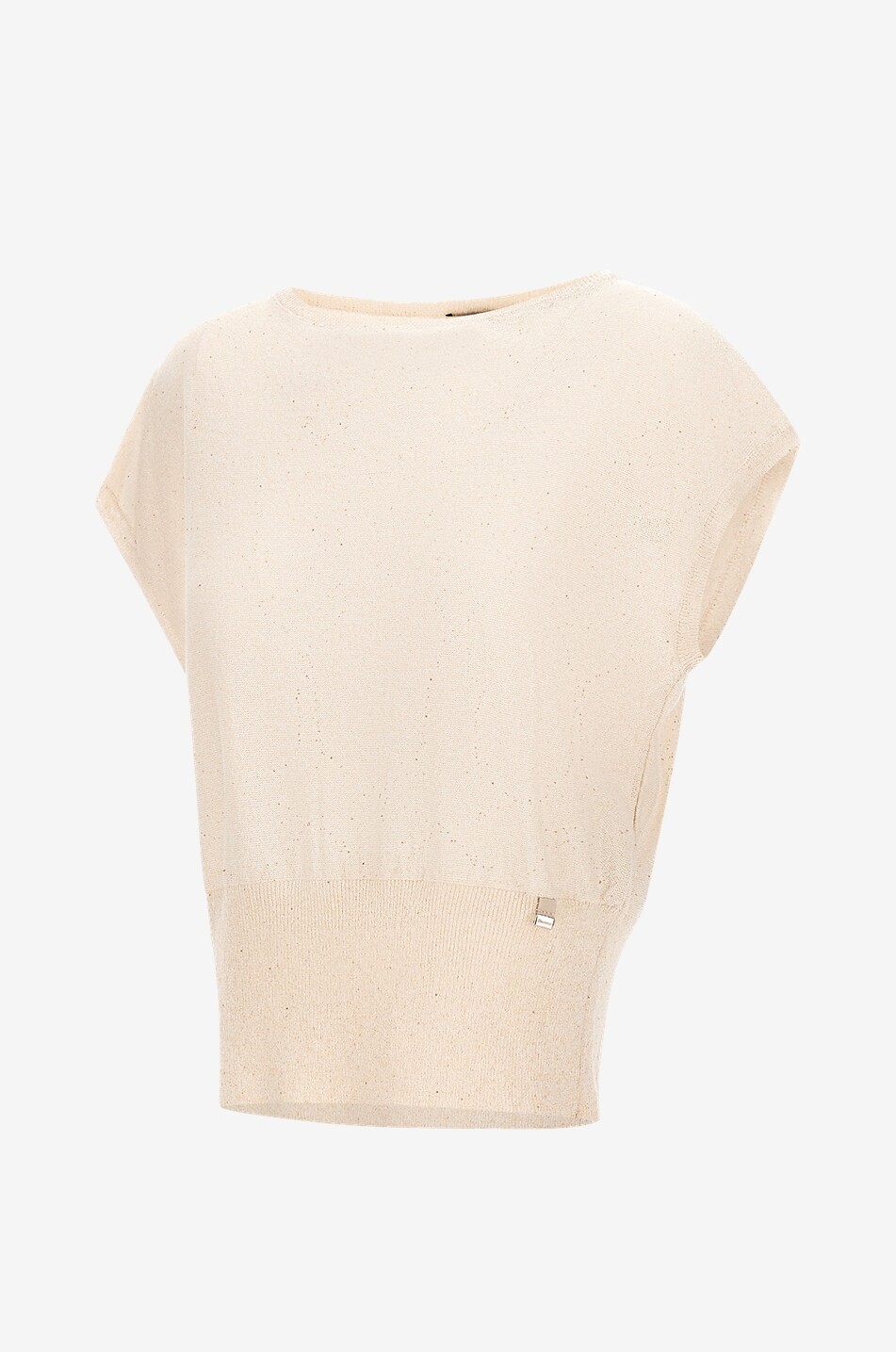 HERNO Top à col bateau à manches chauve-souris pailleté Femme Beige clair 3