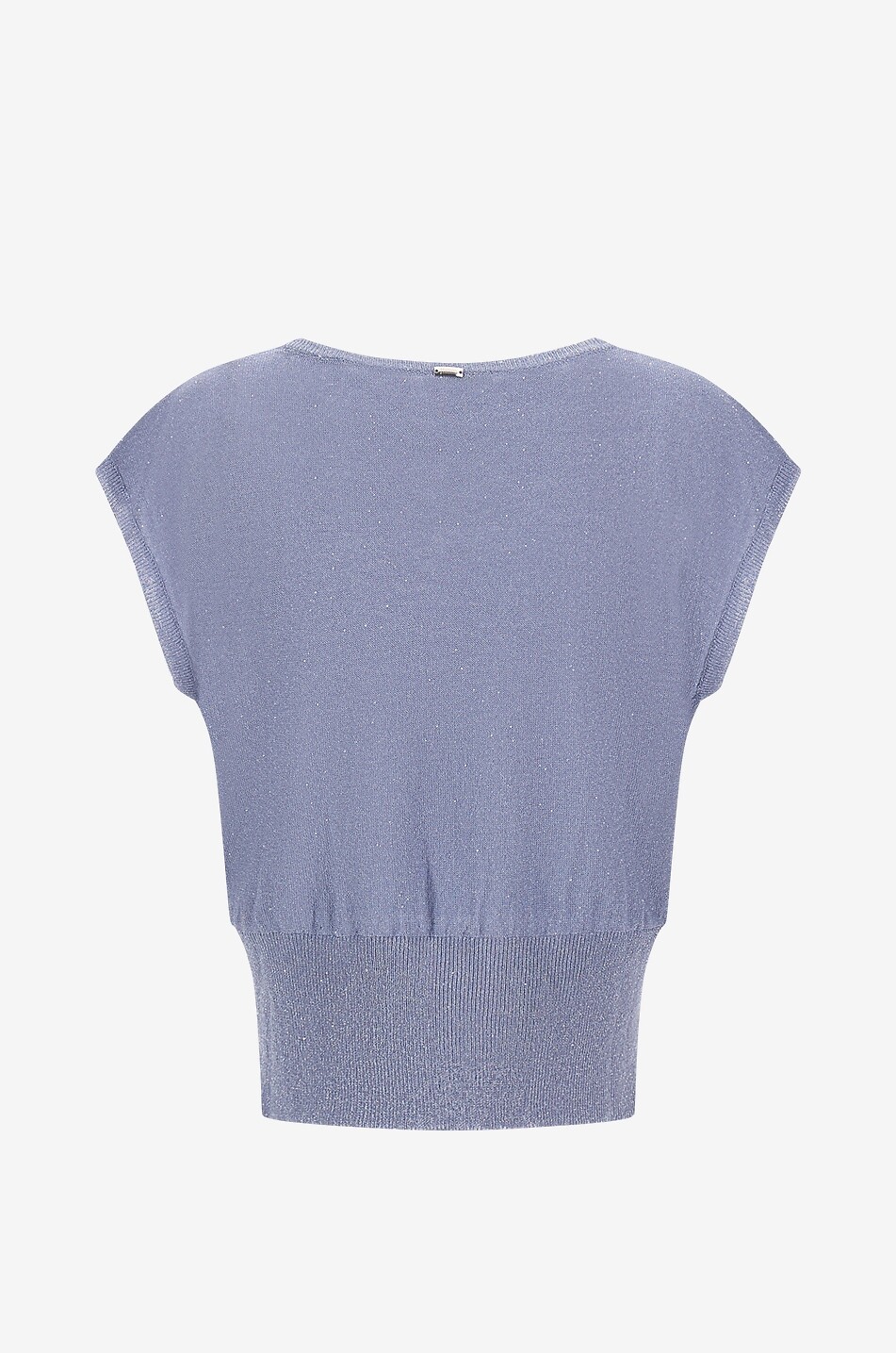 HERNO Top à col bateau à manches chauve-souris pailleté Femme BLEU CLAIR 2