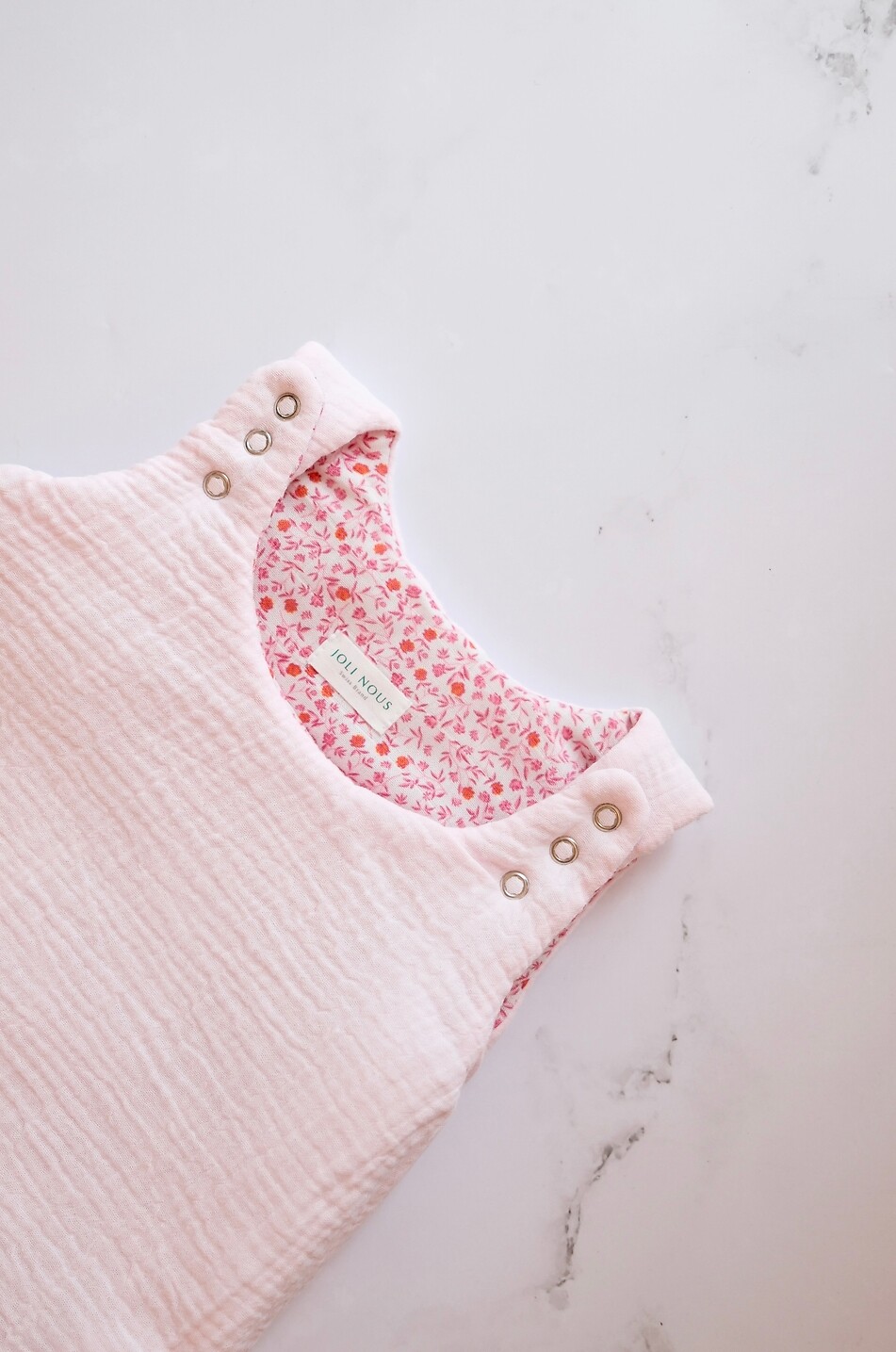 JOLI NOUS Baby reversible bamboo and cotton gauze sleeping bag Baby PINK 4