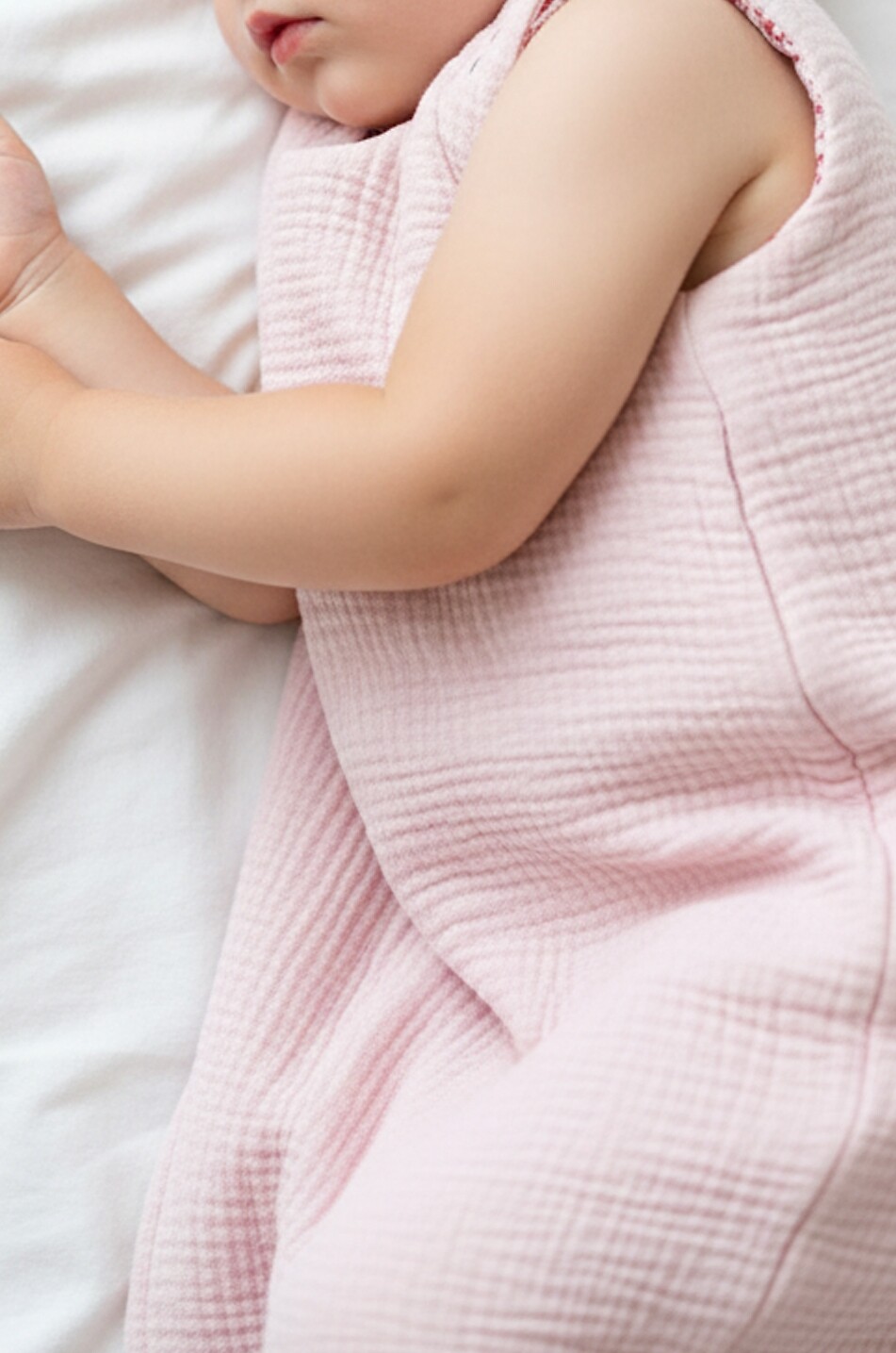 JOLI NOUS Baby reversible bamboo and cotton gauze sleeping bag Baby PINK 2