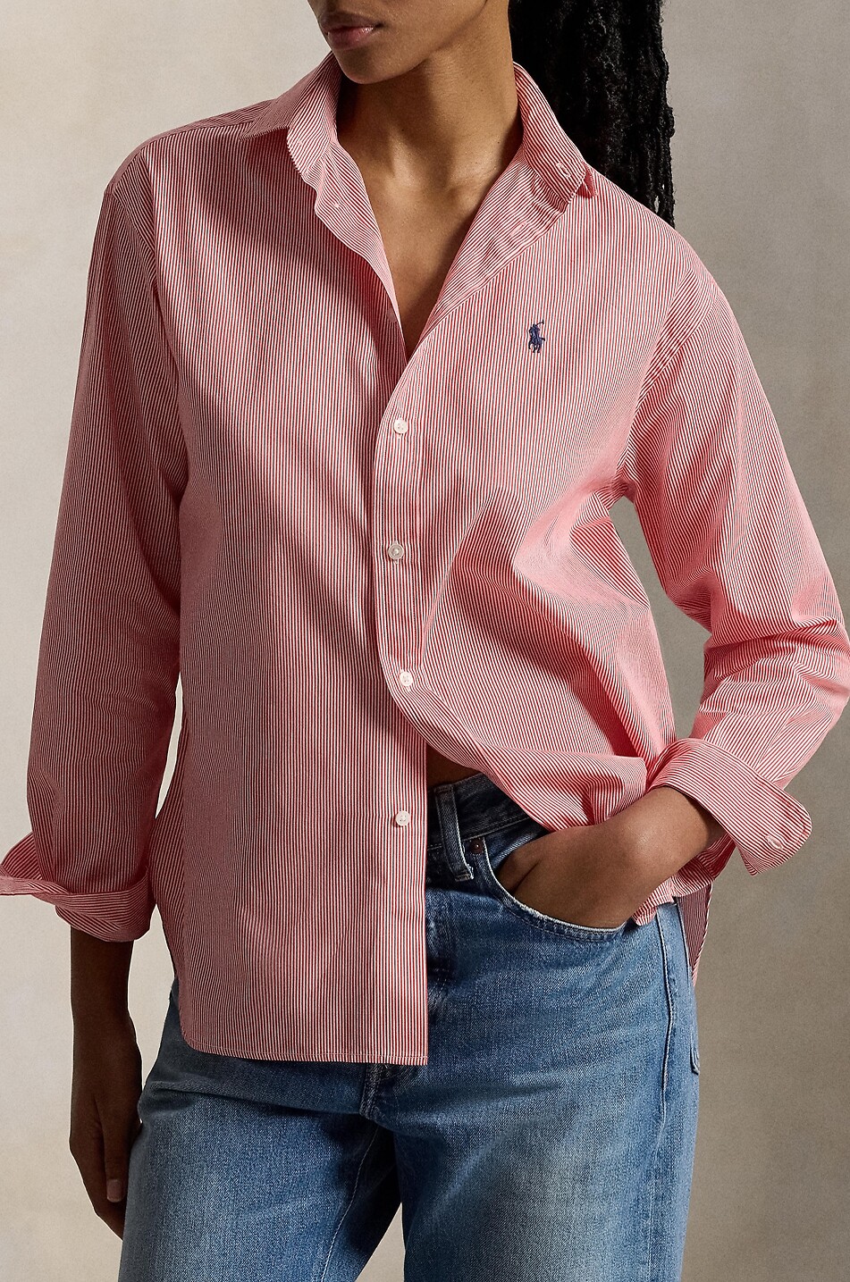 POLO RALPH LAUREN Pony striped relaxed shirt Women LIGHT RED 5
