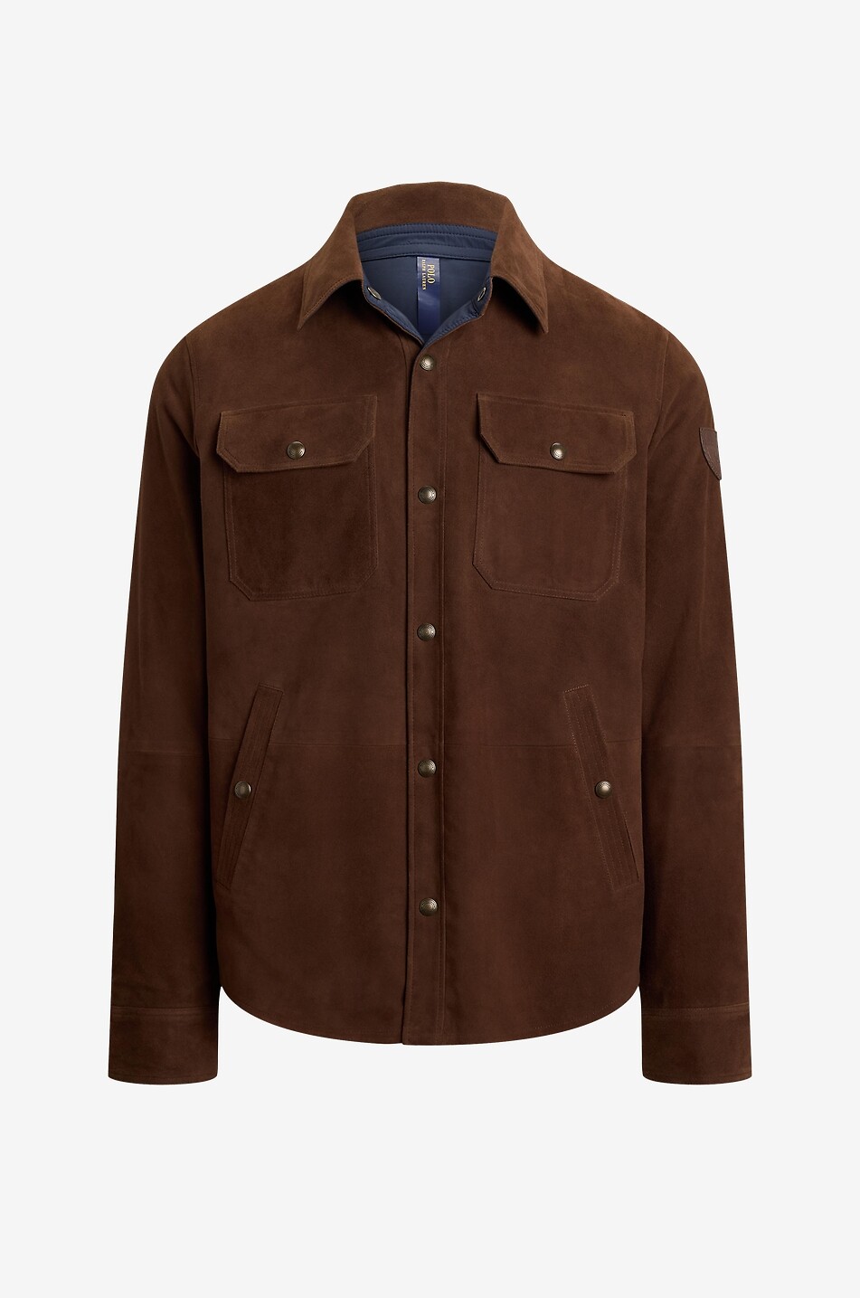 Reversible suede and taffeta shirt jacket