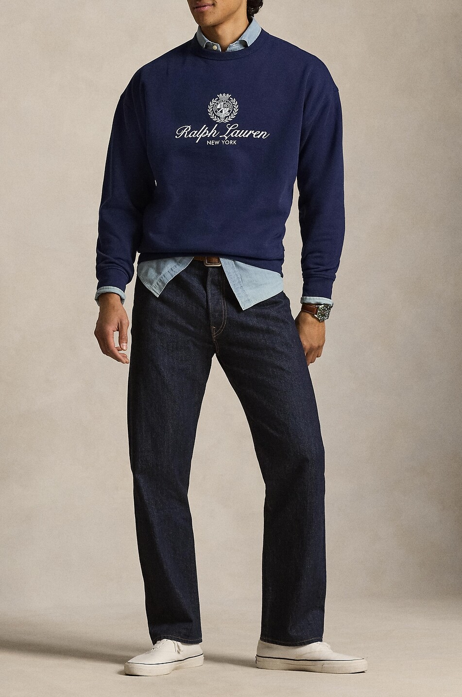 POLO RALPH LAUREN Sweat-shirt à col rond imprimé logo Ralph Lauren Crest Homme BLEU FONCE 2