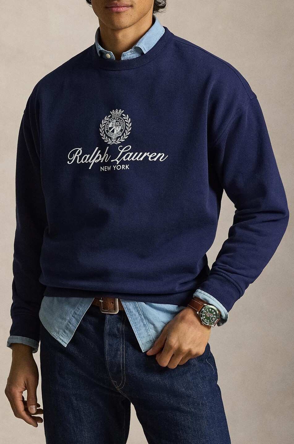POLO RALPH LAUREN Sweat-shirt à col rond imprimé logo Ralph Lauren Crest Homme BLEU FONCE 5