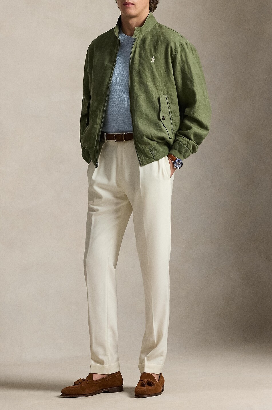 “POLO RALPH LAUREN” Linen L-2B Jacket Bedford lightweight linen jacket - POLO RALPH LAUREN - DARK GREEN