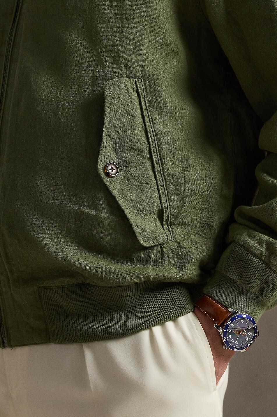 POLO RALPH LAUREN Bedford lightweight linen jacket Men DARK GREEN 5