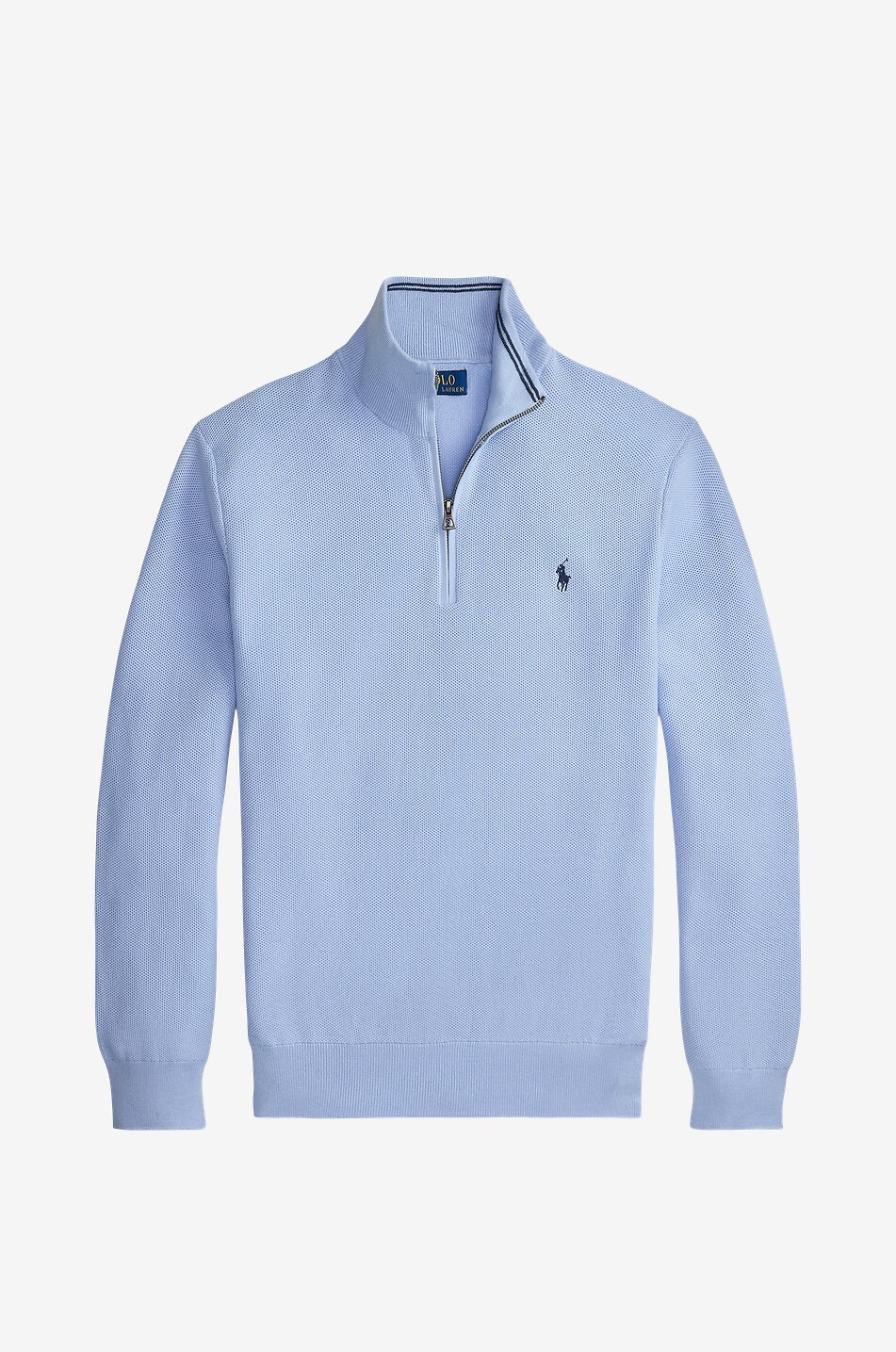 POLO RALPH LAUREN Pony piqué knit half-zip stand-up collar jumper Men LIGHT BLUE 1