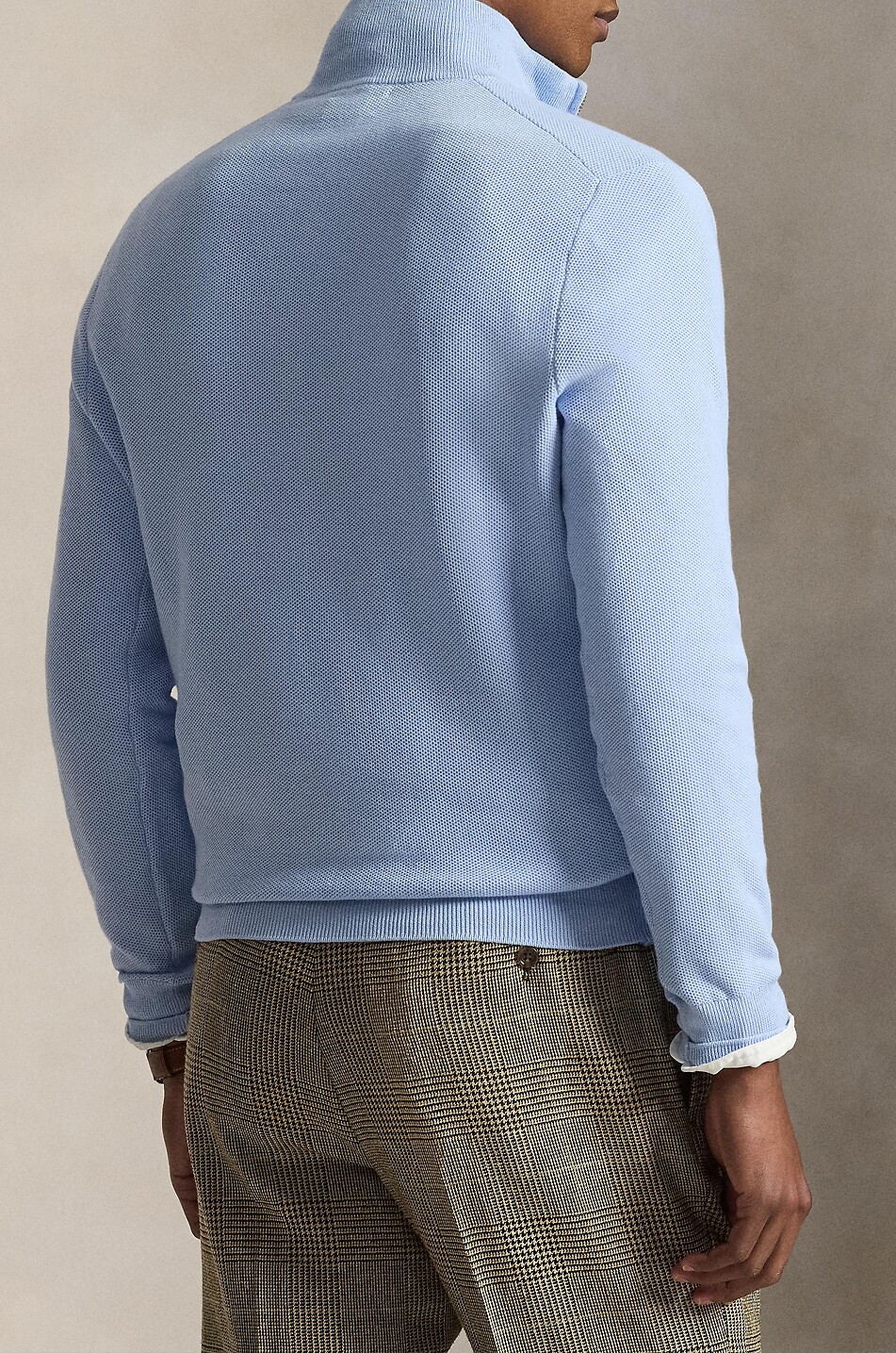 POLO RALPH LAUREN Pony piqué knit half-zip stand-up collar jumper Men LIGHT BLUE 3