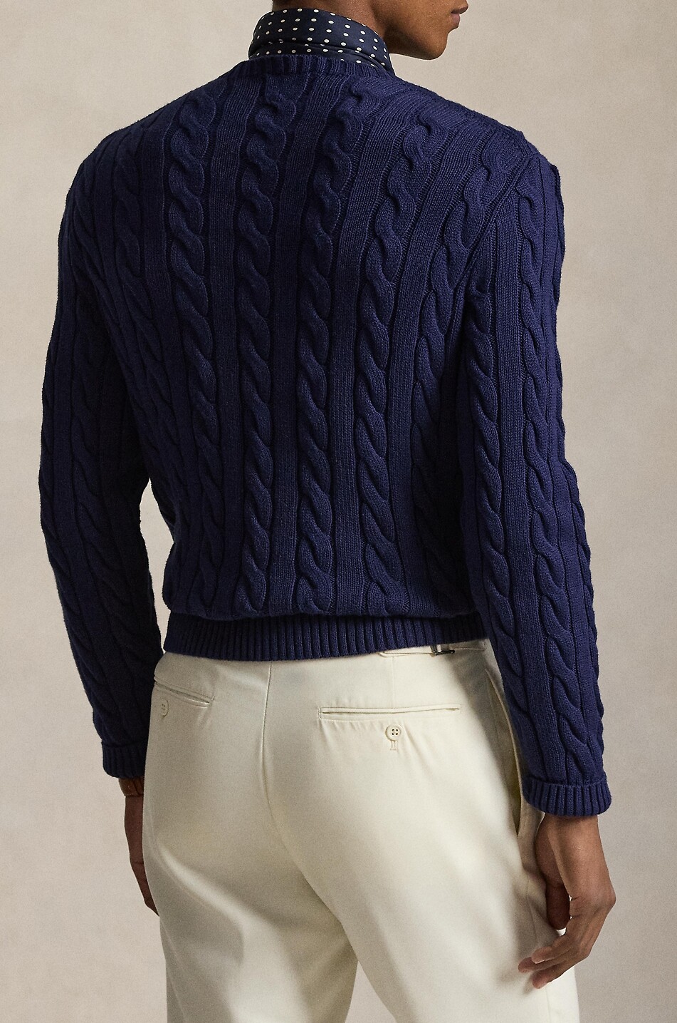 POLO RALPH LAUREN Pony embroidered cable knit cotton jumper Men DARK BLUE 3