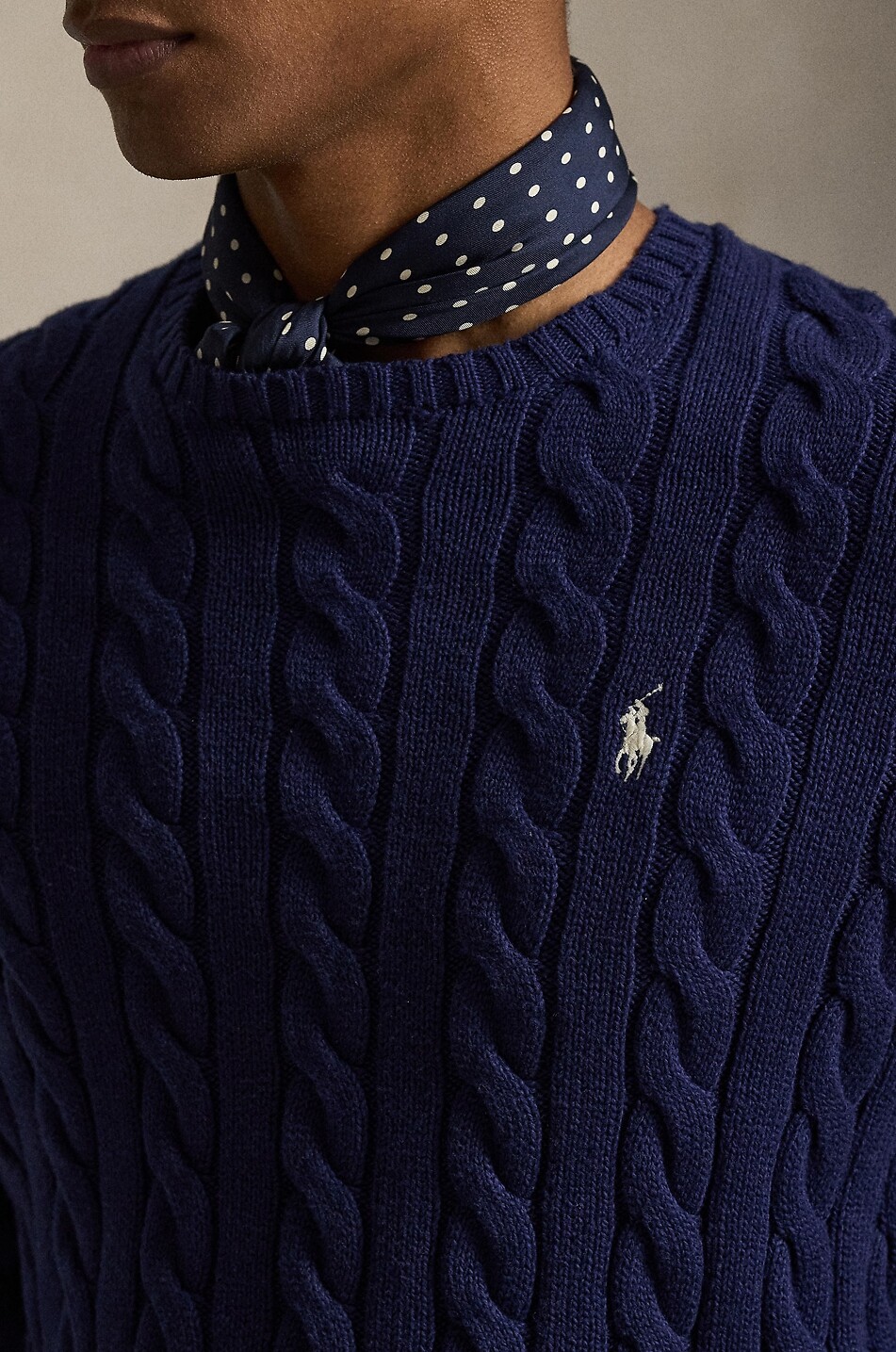 POLO RALPH LAUREN Pony embroidered cable knit cotton jumper Men DARK BLUE 4