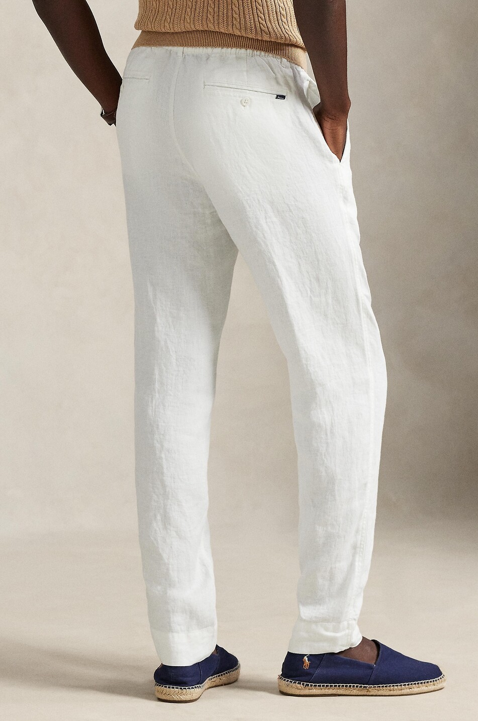 POLO RALPH LAUREN Polo Prepster slim fit linen jogger fit trousers Men WHITE 3
