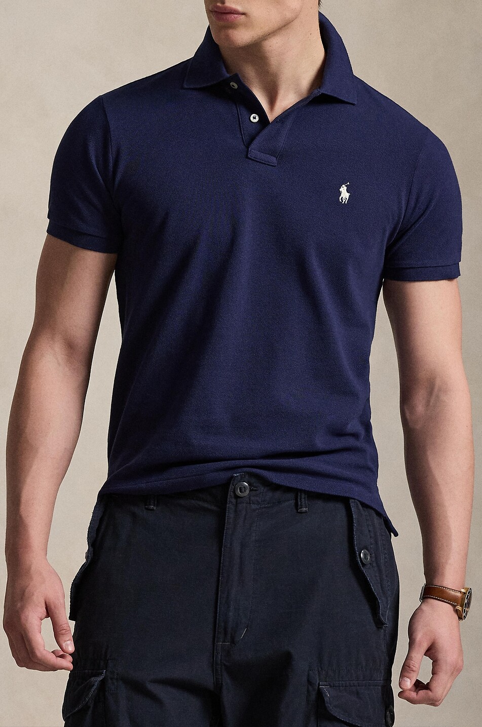 POLO RALPH LAUREN Polohemd aus Baumwollpiqué mit Pony-Stickerei Custom Slim Fit Herren DUNKEL BLAU 5