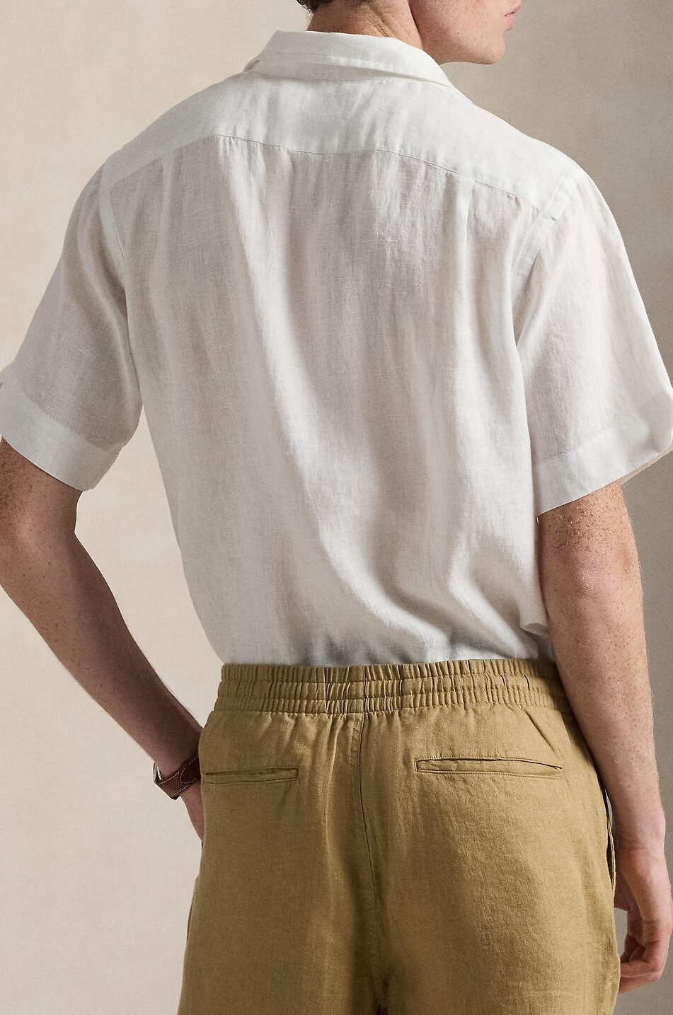 POLO RALPH LAUREN Kurzarm-Hemd aus Leinen Camp Classic Fit Pony Herren WEISS 3