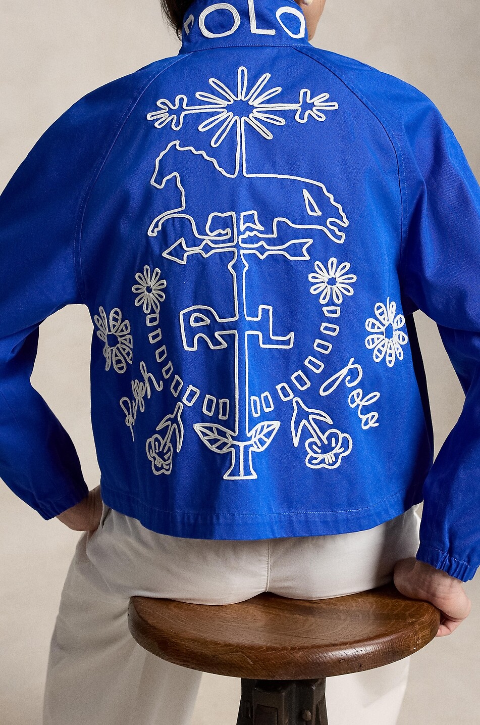 POLO RALPH LAUREN Big Pony fitted lightweight jacket in cotton twill Women BLUE 6