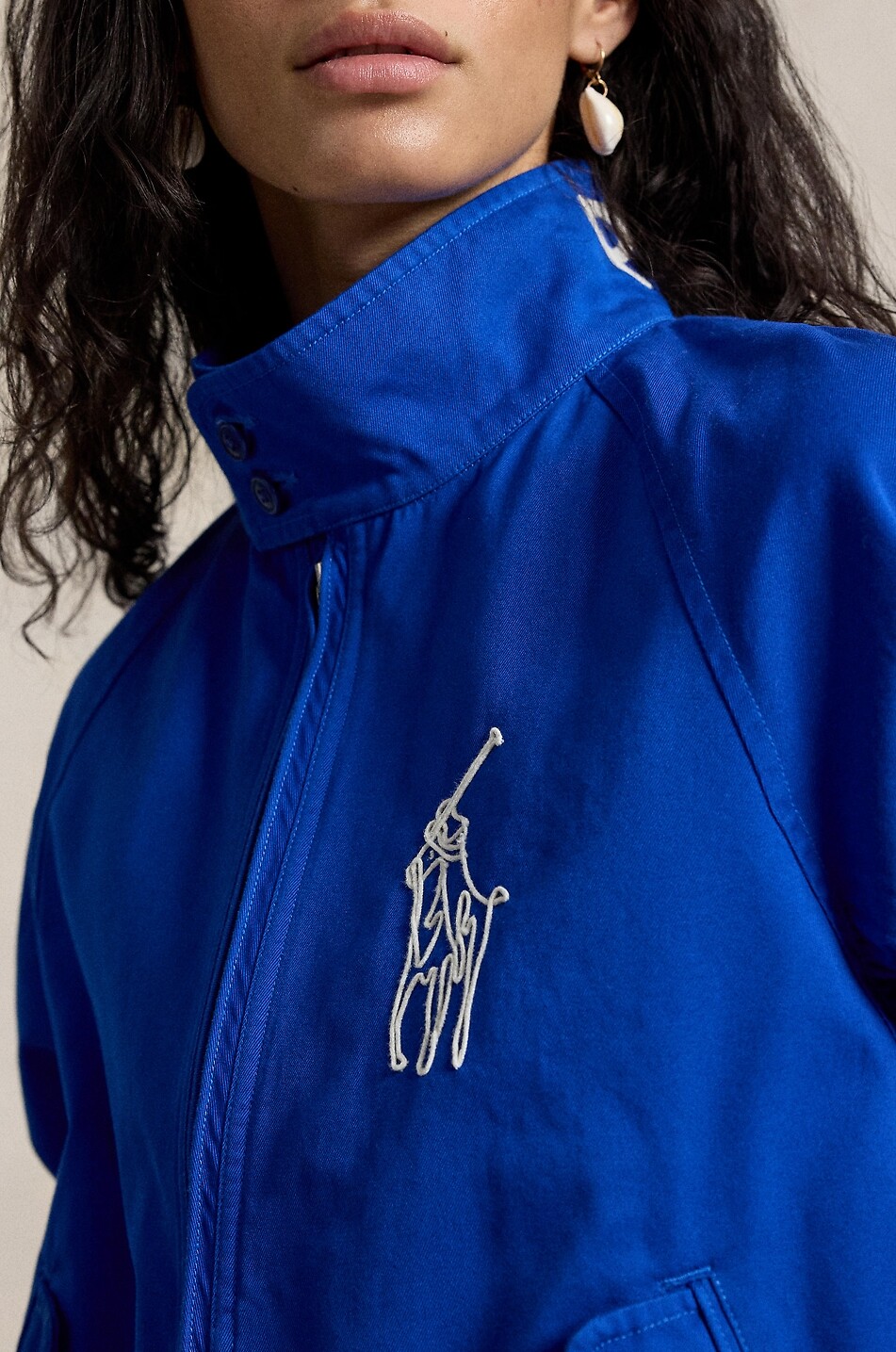 POLO RALPH LAUREN Big Pony fitted lightweight jacket in cotton twill Women BLUE 2