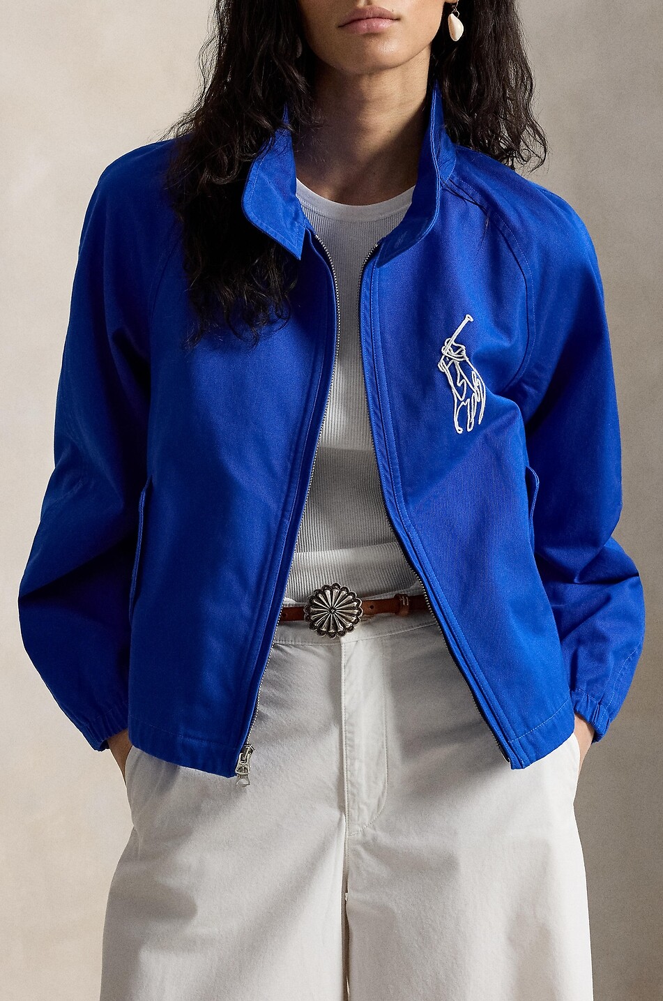 POLO RALPH LAUREN Big Pony fitted lightweight jacket in cotton twill Women BLUE 3