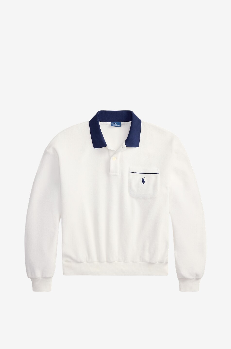 Pony cotton terry long-sleeved polo shirt