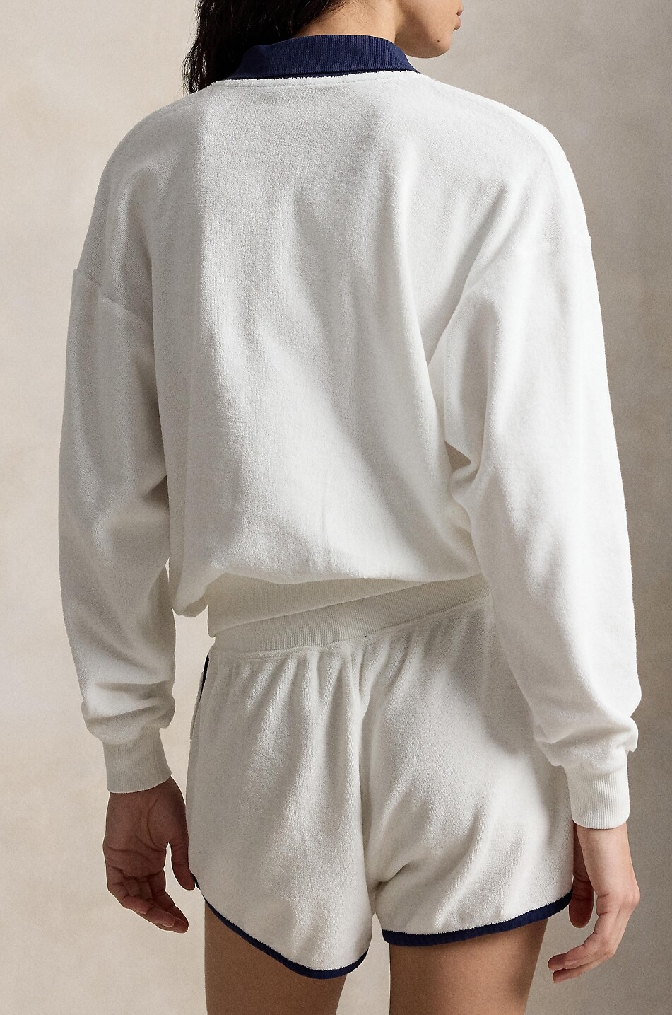 POLO RALPH LAUREN Pony cotton terry long-sleeved polo shirt Women WHITE 3