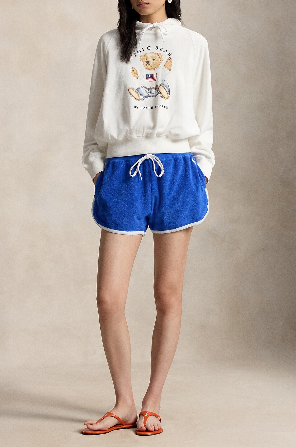 POLO RALPH LAUREN Sweat-shirt à capuche imprimé Flag Polo Bear Shrunken Fit Femme BLANC 2