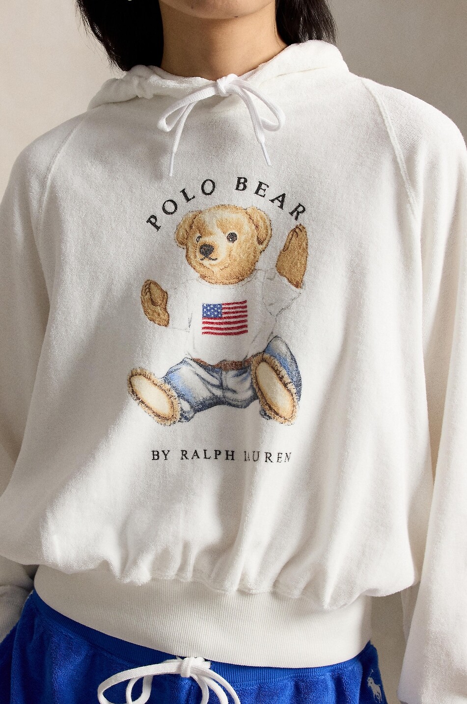 POLO RALPH LAUREN Sweat-shirt à capuche imprimé Flag Polo Bear Shrunken Fit Femme BLANC 4