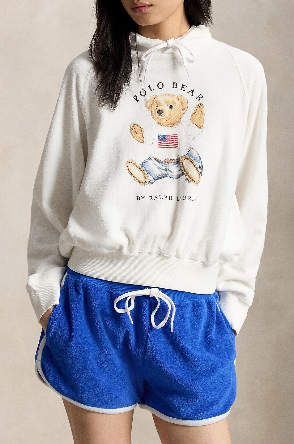 POLO RALPH LAUREN Sweat-shirt à capuche imprimé Flag Polo Bear Shrunken Fit Femme BLANC 5