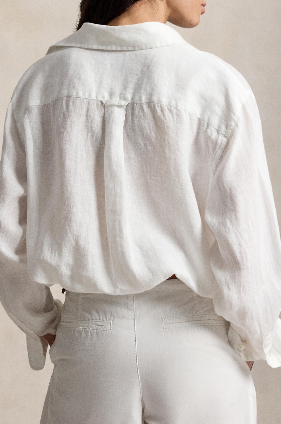 POLO RALPH LAUREN Oversize-Hemd aus Leinen mit gesticktem Big Pony Logo Damen WEISS 3