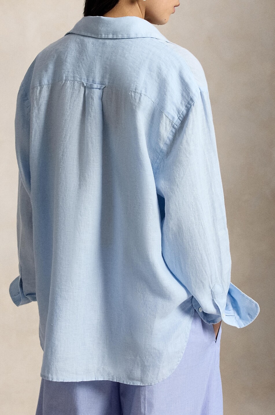 POLO RALPH LAUREN Oversize-Hemd aus Leinen mit gesticktem Big Pony Logo Damen HELLBLAU 3