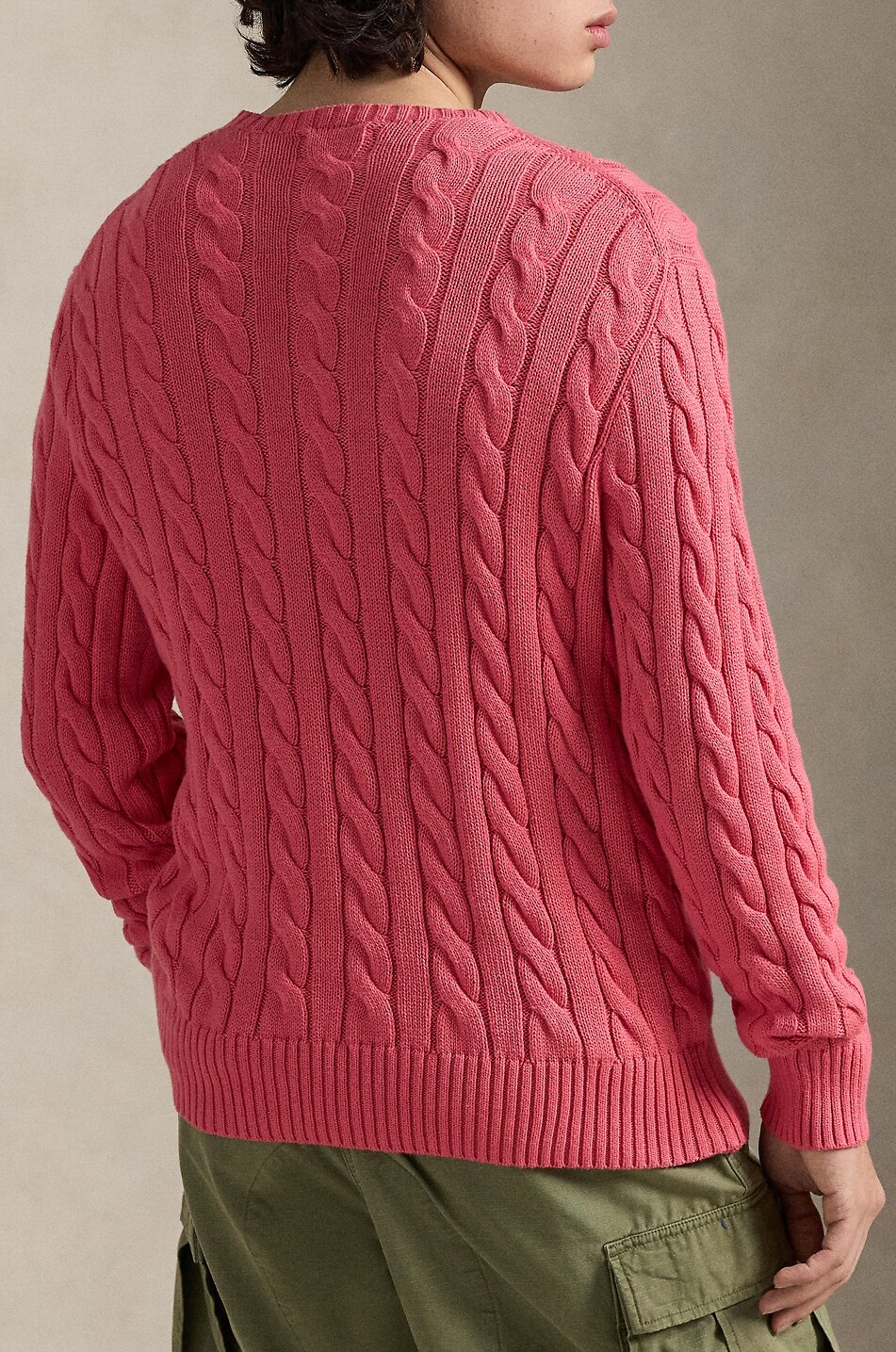 POLO RALPH LAUREN Pony embroidered cable knit cotton jumper Men LIGHT RED 3