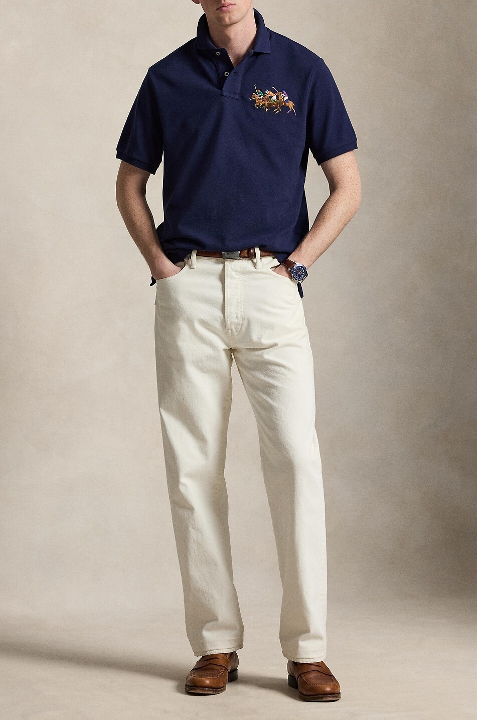 POLO RALPH LAUREN Kurzarm-Polohemd aus Baumwollpiqué mit Stickerei Triple-Pony Herren DUNKELBLAU 2