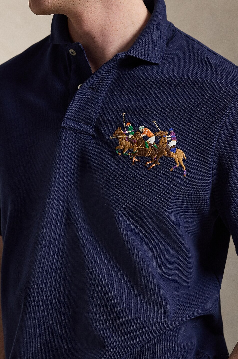 POLO RALPH LAUREN Kurzarm-Polohemd aus Baumwollpiqué mit Stickerei Triple-Pony Herren DUNKELBLAU 4
