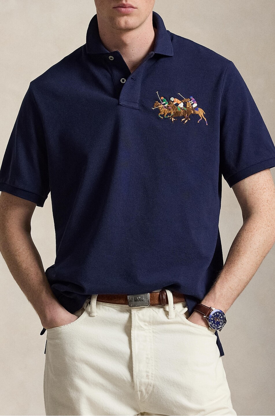 POLO RALPH LAUREN Kurzarm-Polohemd aus Baumwollpiqué mit Stickerei Triple-Pony Herren DUNKELBLAU 5