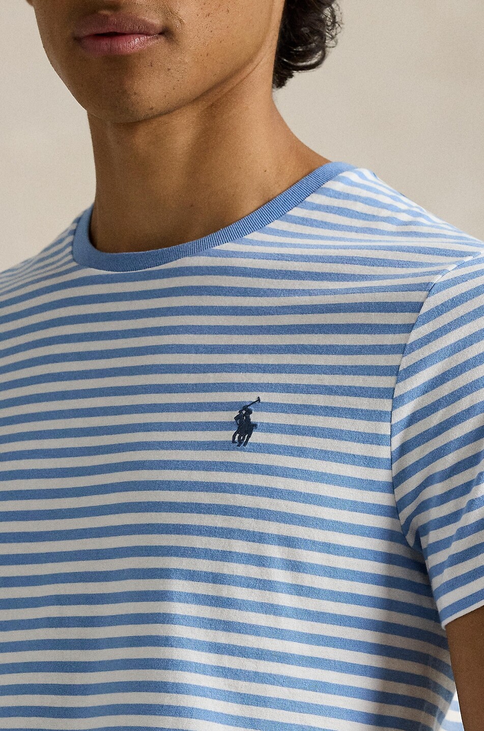 POLO RALPH LAUREN Pony Custom Slim Fit striped cotton short-sleeved T-shirt Men BLUE 4