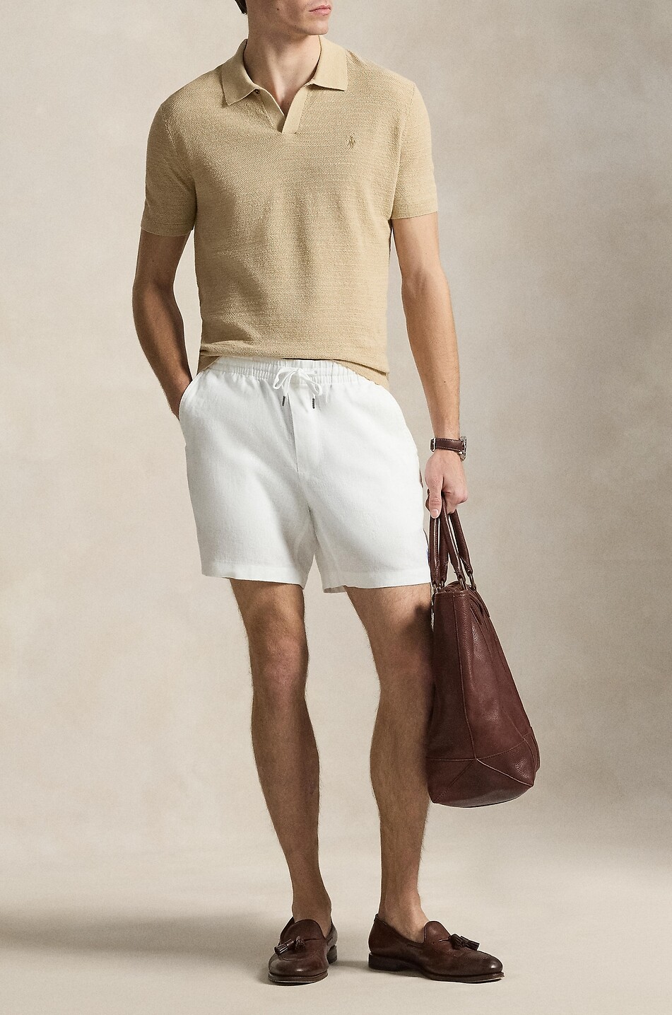 POLO RALPH LAUREN Short en lin Pony 6 '' Homme BLANC 3