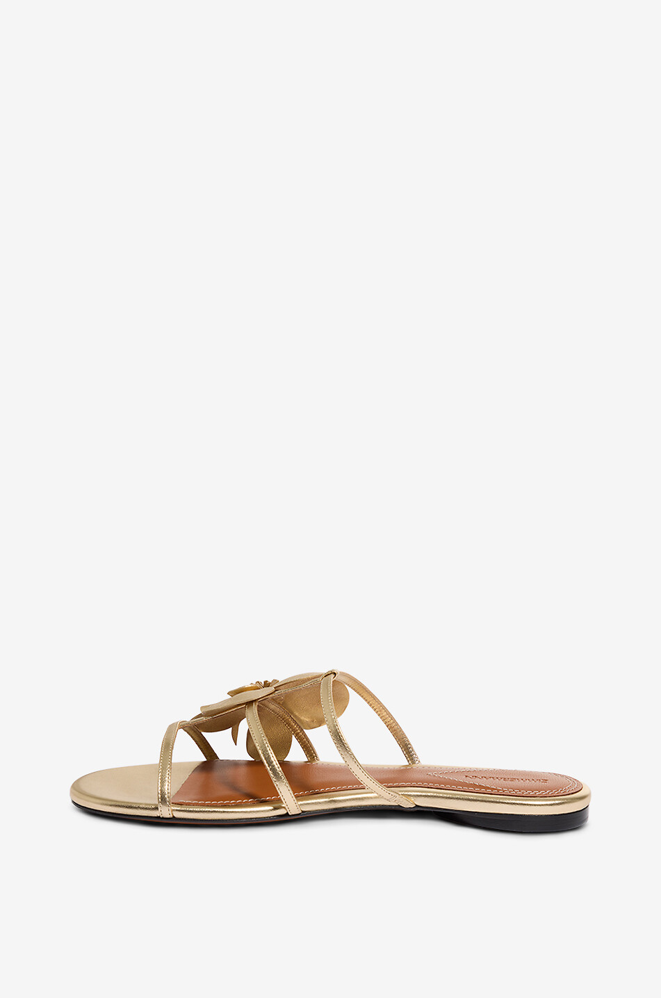 ZIMMERMANN Flache Pantoletten aus metallisiertem Leder mit Applikation Orchid Damen GOLDEN 4
