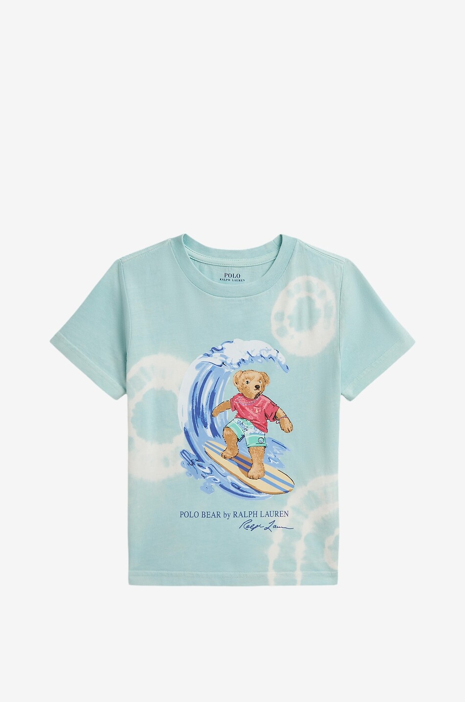 POLO RALPH LAUREN Surfing Polo Bear printed tie-dye T-shirt Boy LIGHT BLUE 1
