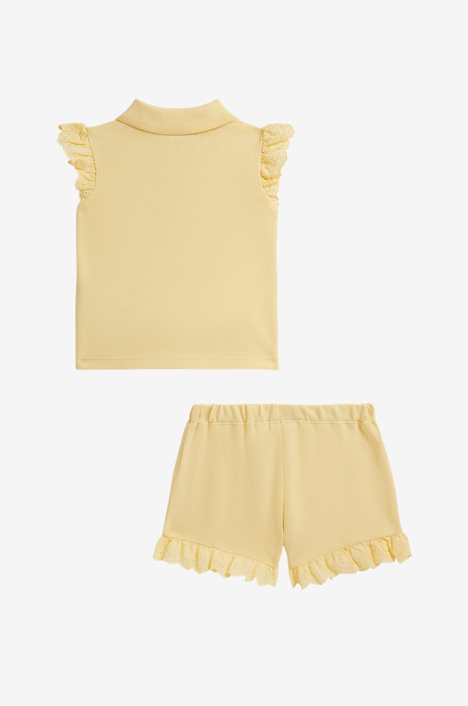 POLO RALPH LAUREN Pony baby cotton piqué ruffled polo and shorts set Baby YELLOW 2