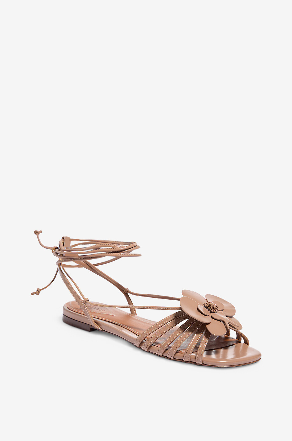 ZIMMERMANN Orchid leather flat sandals with appliqué Women BEIGE 1
