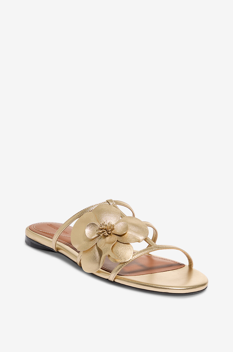 ZIMMERMANN Flache Pantoletten aus metallisiertem Leder mit Applikation Orchid Damen GOLDEN 1