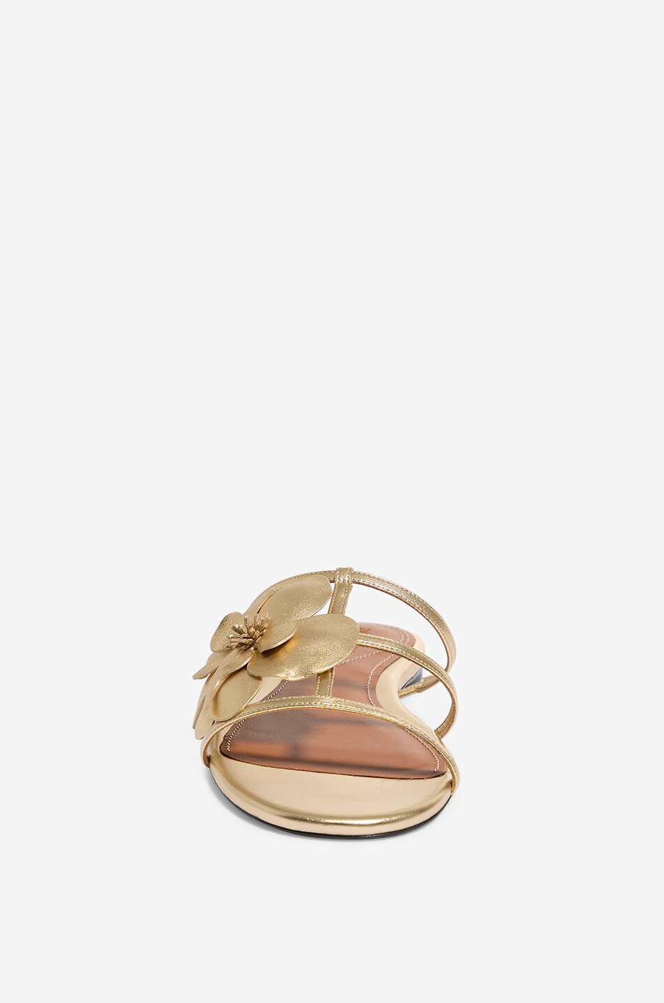 ZIMMERMANN Flache Pantoletten aus metallisiertem Leder mit Applikation Orchid Damen GOLDEN 2