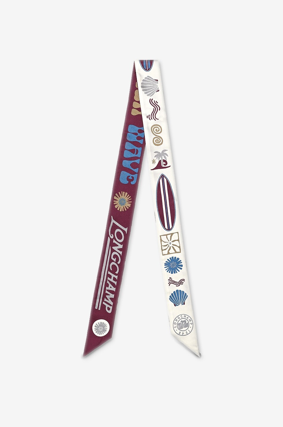 LONGCHAMP Catch The Parisian Wave twill silk rectangular scarf Women DARK PINK 1