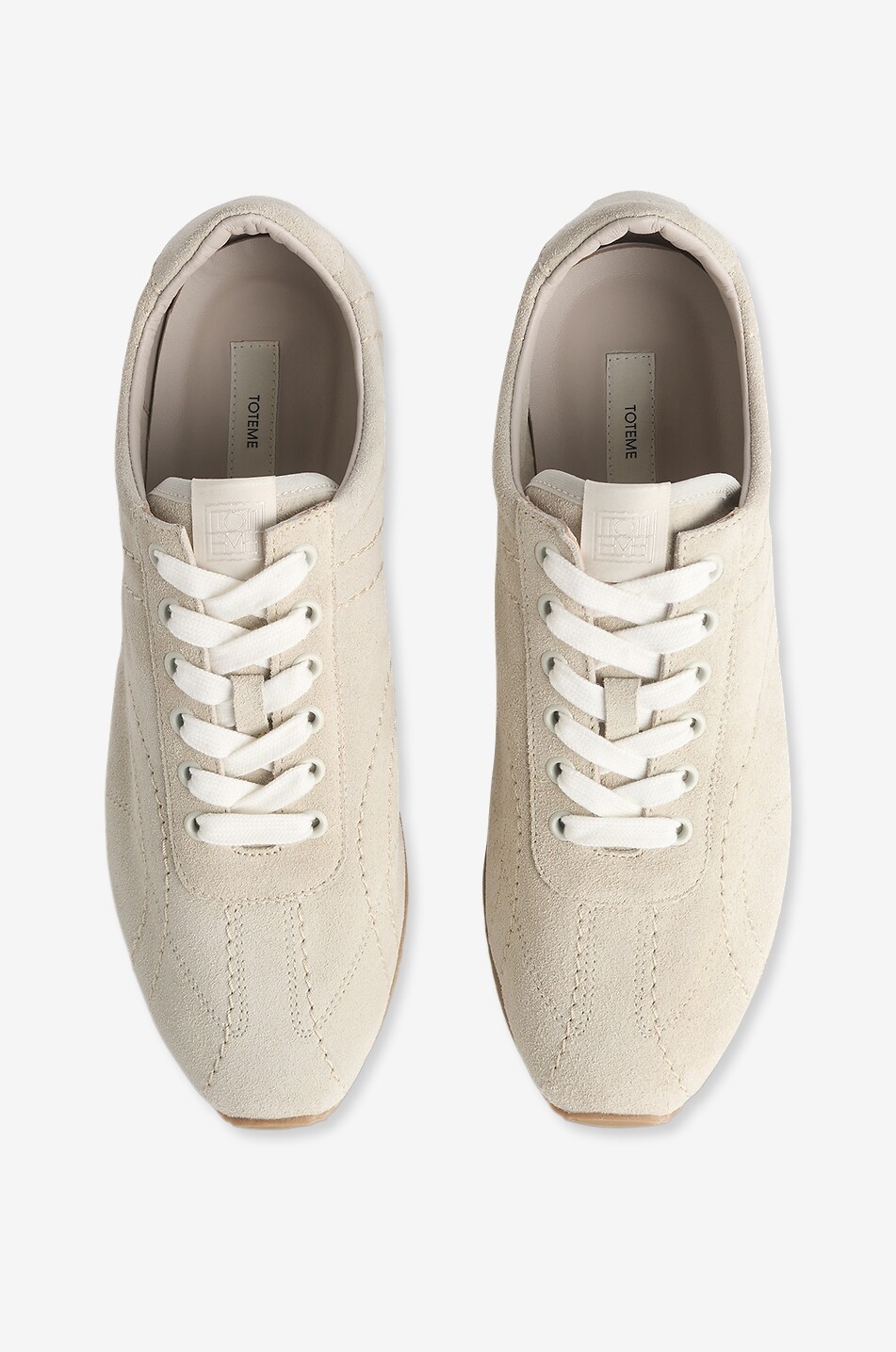 TOTEME Niedrige Schnürsneakers aus Wildleder Flex Suede Damen Hellbeige 3