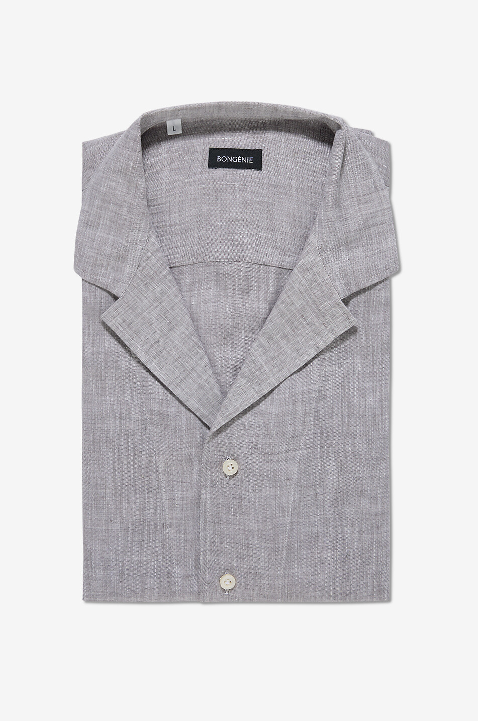 Short-sleeved linen shirt with bowling collar