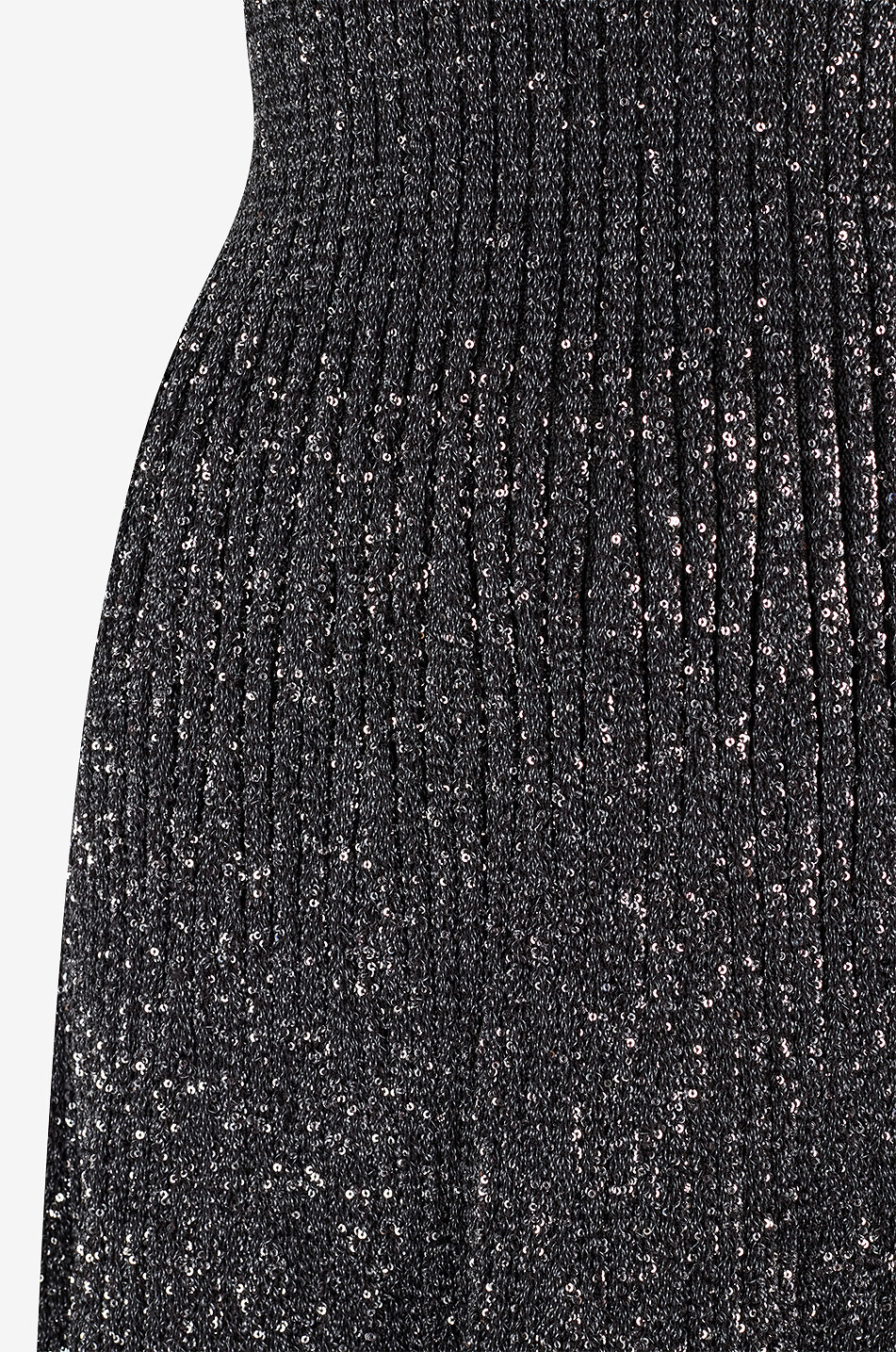 ALAÏA Sequinned sleeveless rib knit denim dress Women BLACK 3