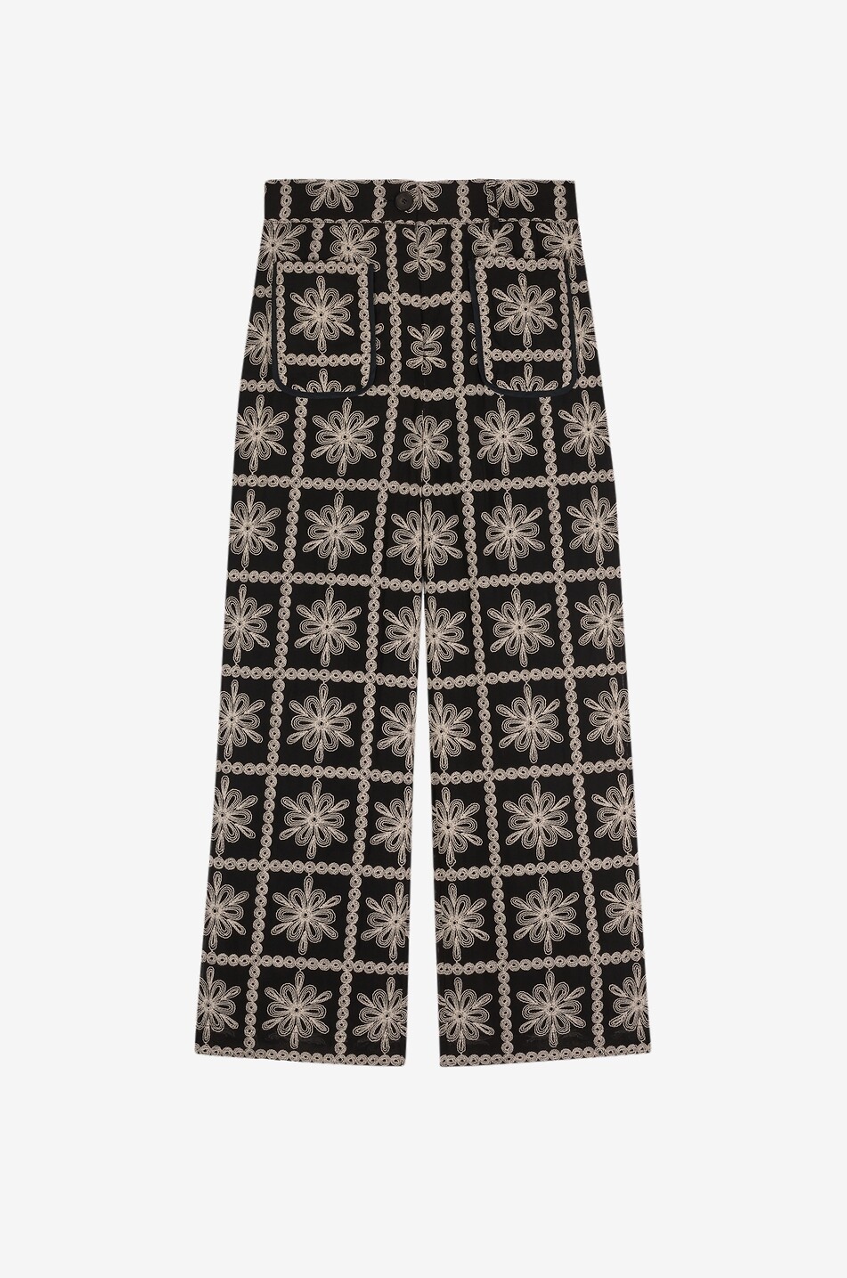 Niza flower-embroidered straight-fit trousers