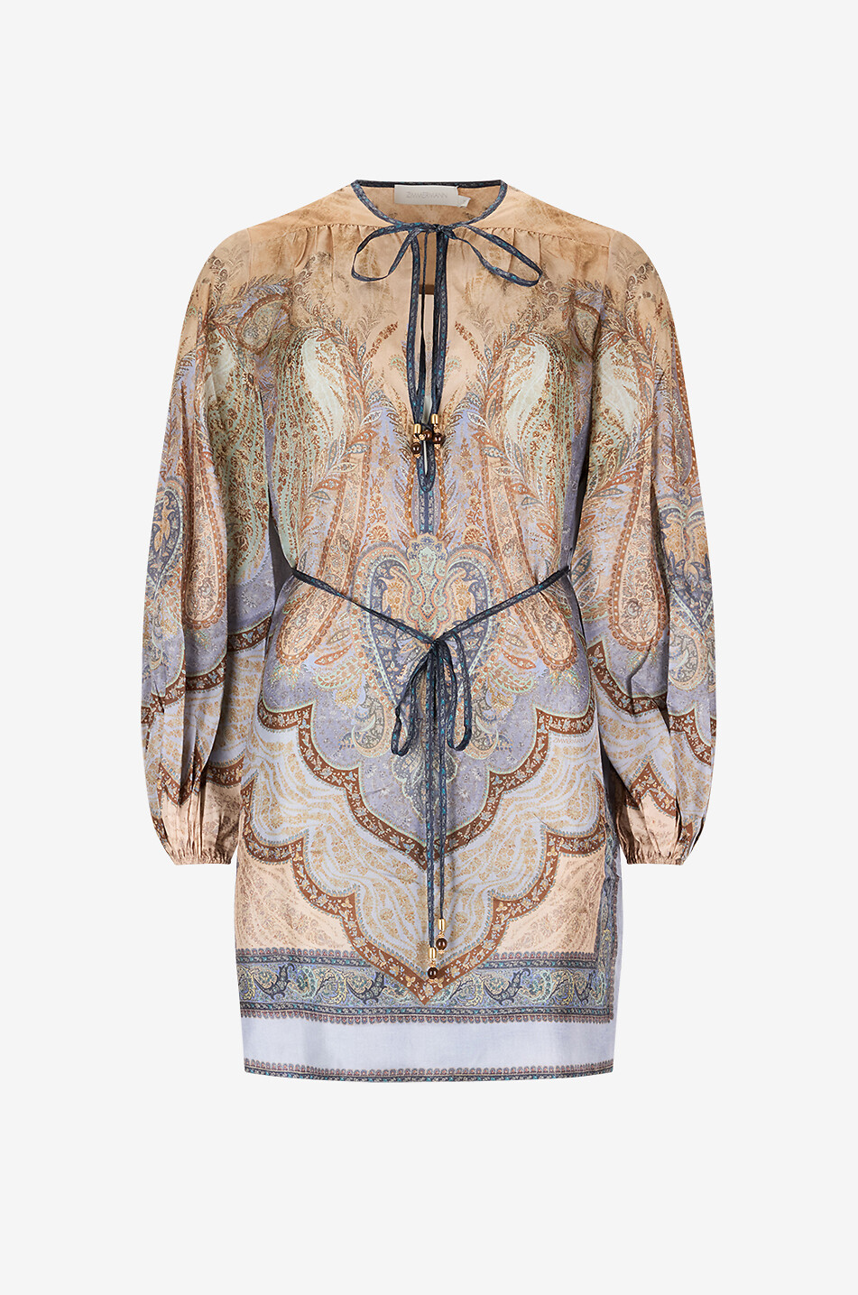 Kurze Seidentunika mit Paisley-Print Wanderlust