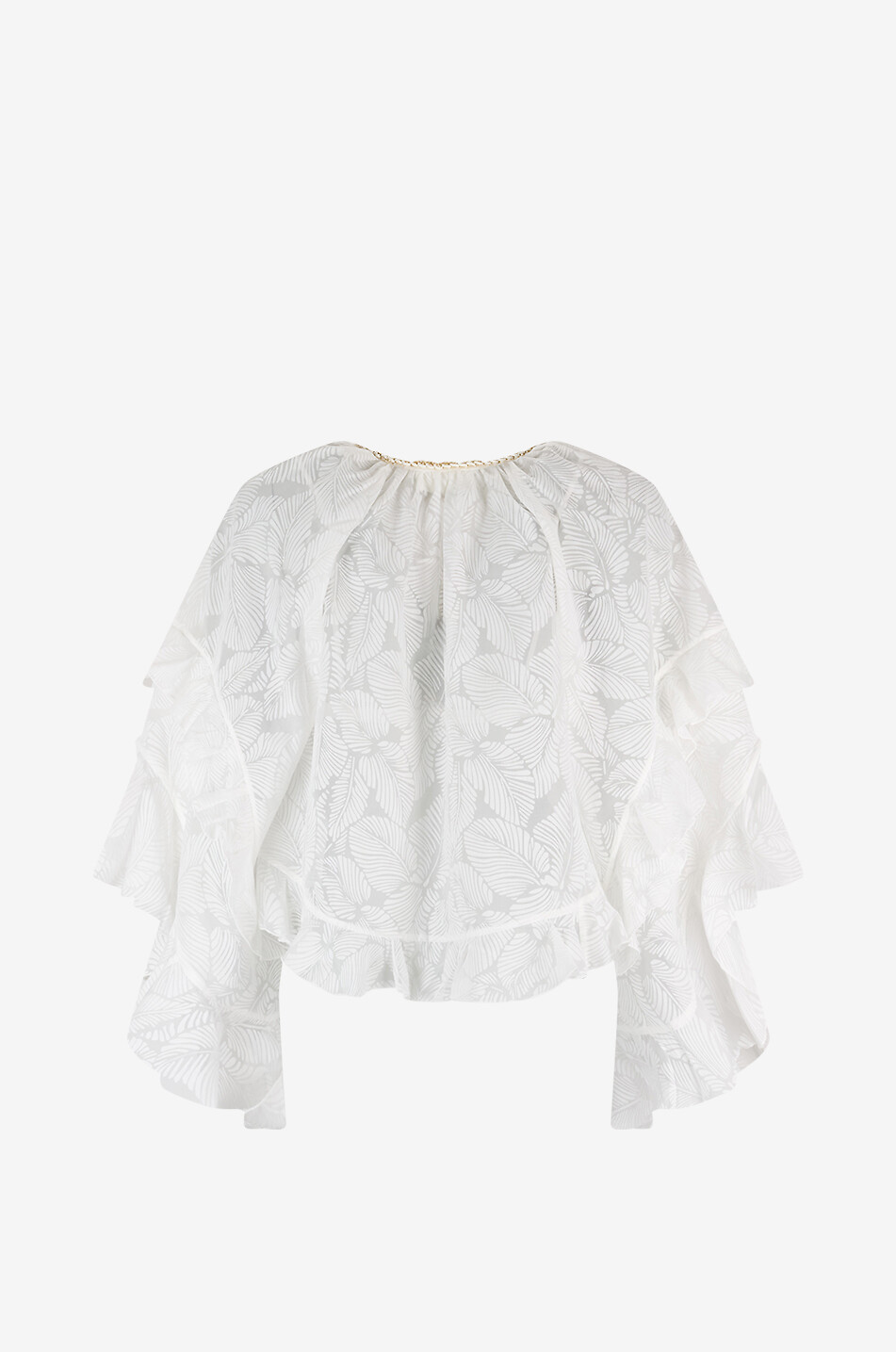 ZIMMERMANN Blouse en voile de coton motif feuillage Daylight Ruffle Femme BLANC CASSE 2