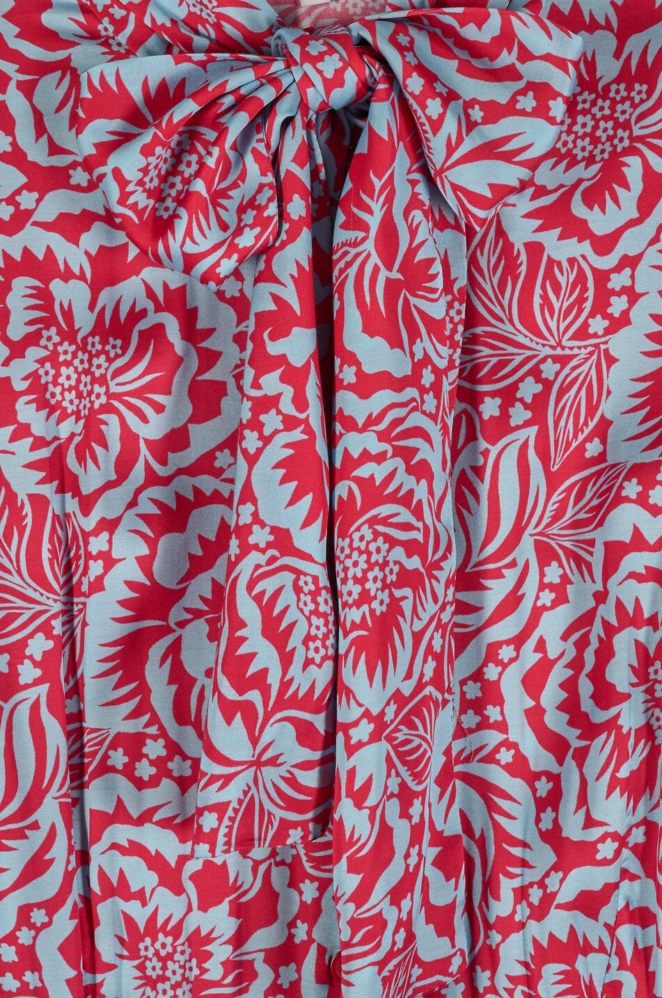 MARIA DE LA ORDEN Coco floral crêpe long dress with puffed sleeves and necktie Women MULTI COLOURED 6