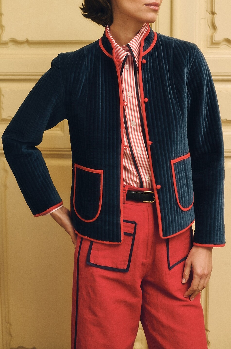 MARIA DE LA ORDEN Jacke aus Cordsamt mit Stehkragen Fittonia Damen DUNKELBLAU 2