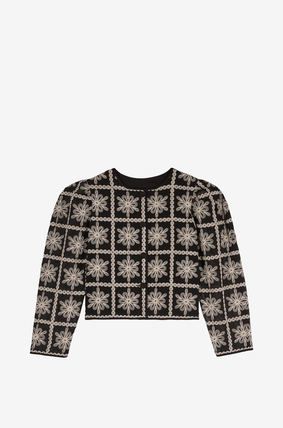 Jonquille flower-embroidered cropped jacket